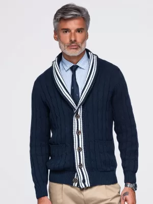 Pánský kardigan OMBRE OM-SWCD-0196 NAVY BLUE