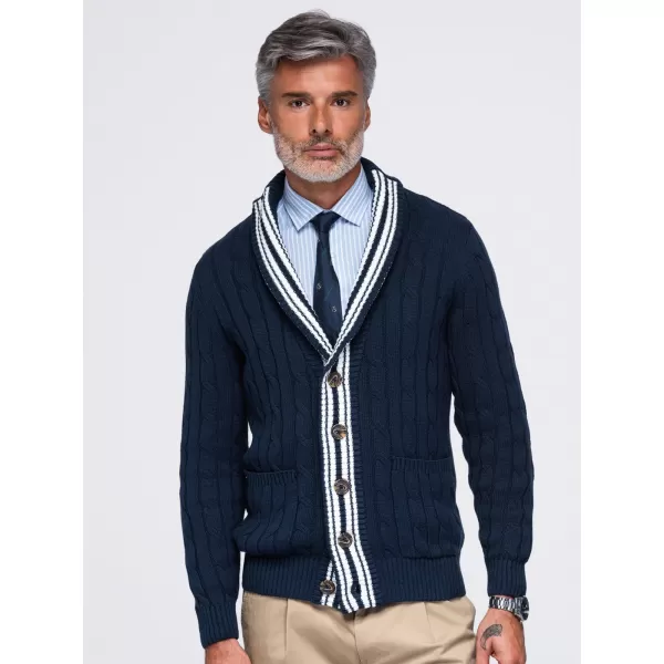  Pánský kardigan OMBRE OM-SWCD-0196 NAVY BLUE 