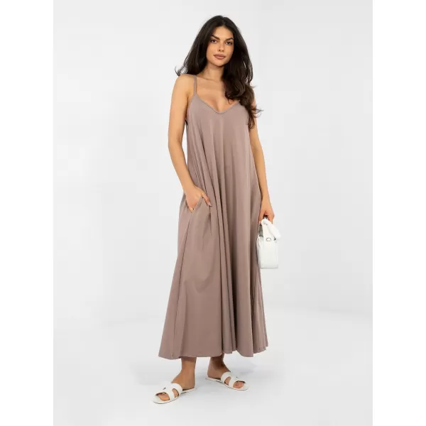  Dámské šaty RUE PARIS RV-SK-A1088.29 DARK BEIGE 
