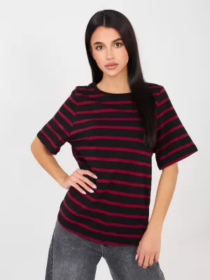 Dámské tričko RUE PARIS RV-TS-A1087.74 BLACK AND RED