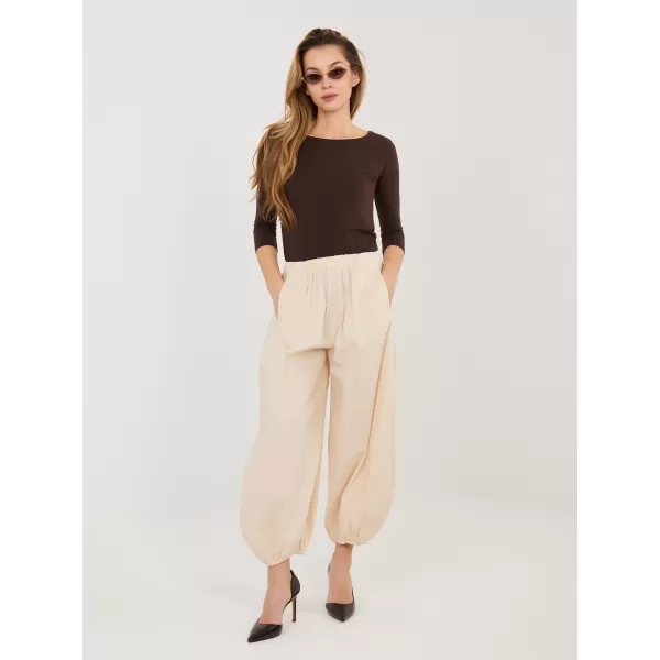  Dámské kalhoty RUE PARIS IT-SP-FL10309.70 LIGHT BEIGE 