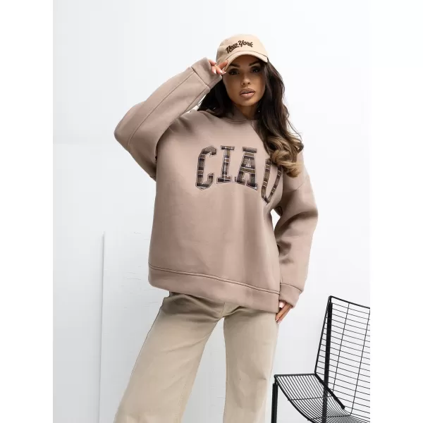  Dámská mikina RUE PARIS RV-BL-A1039.22 DARK BEIGE 