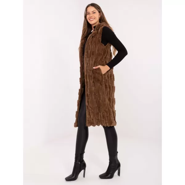  Dámská vesta WOOL FASHION ITALIA AT-KZ-2368-1.57 DARK BEIGE 