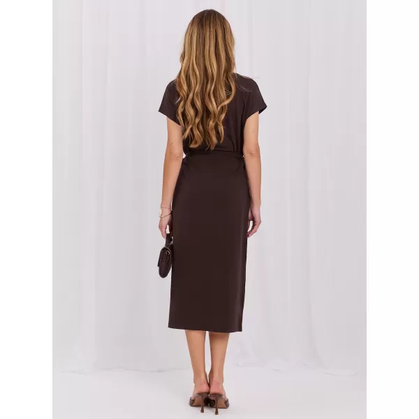  Dámské šaty RUE PARIS RV-SK-A1447.78 DARK BROWN 