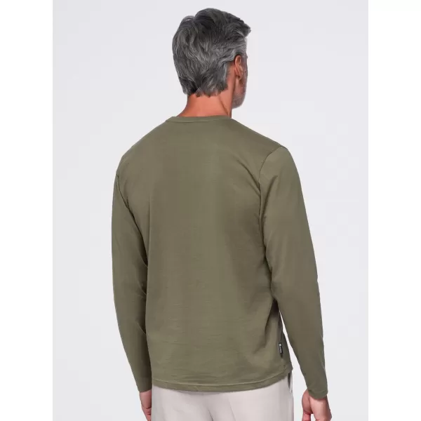  Pánské tričko OMBRE OM-LSBL-0142 DARK OLIVE 