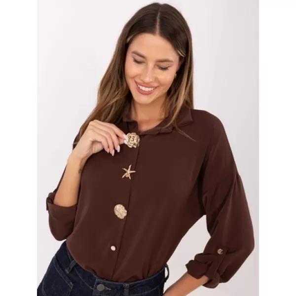  Dámská košile RUE PARIS MI-KS-4192.34 DARK BROWN 