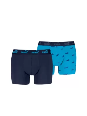 Pánské boxerky PUMA ELEMENTS MEN LOGO PRINT BOXERS 2P 93875401 BLUE COMBO