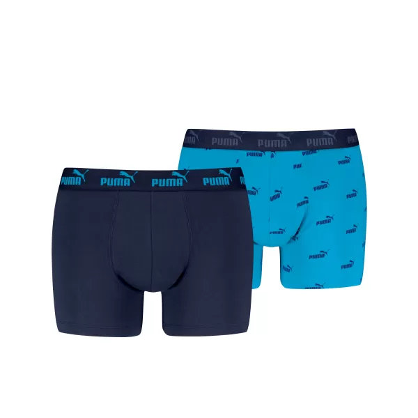  Pánské boxerky PUMA ELEMENTS MEN LOGO PRINT BOXERS 2P 93875401 BLUE COMBO 