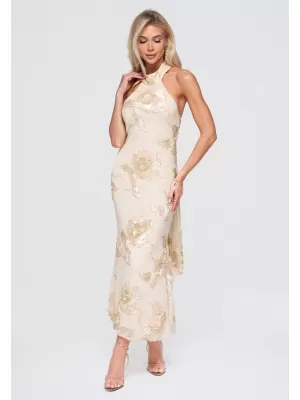Dámské šaty LARICA LA-OM-DLR378 BEIGE