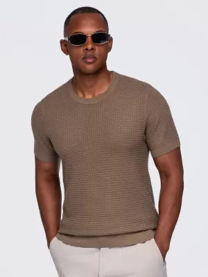 Pánské tričko OMBRE OM-TSCT-0303 LIGHT BROWN