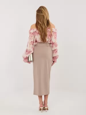 Dámská sukně RUE PARIS IT-SD-FL7393-1.16 DARK BEIGE