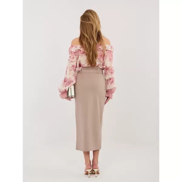  Dámská sukně RUE PARIS IT-SD-FL7393-1.16 DARK BEIGE 