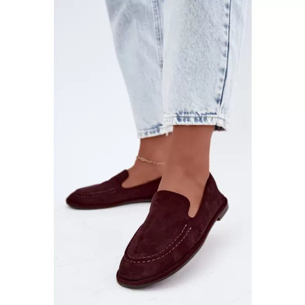  Dámské mokasíny BOTO 9889 BURGUNDY SUEDE 