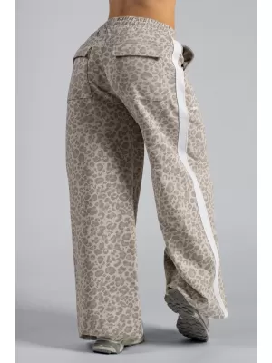 Baggy tepláky s leopardím vzorem NEBBIA PRIMAL 865 CREAM LEOPARD