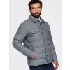 Pánská prošívaná košilová bunda OMBRE OM-JALP-0256 GREY MELANGE