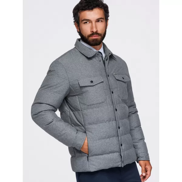  Pánská prošívaná košilová bunda OMBRE OM-JALP-0256 GREY MELANGE 