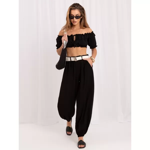  Dámské kalhoty RUE PARIS IT-SP-10368.34 BLACK 