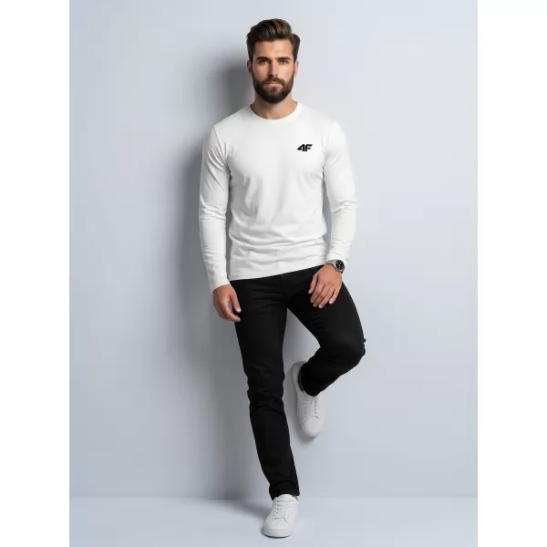  Pánské triko s dlouhým rukávem 4F 4FWMM00TLONM611 WHITE 