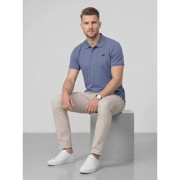  Pánské triko s límečkem 4F 4FWMM00TPTSM0770 DENIM 