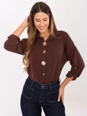 Dámská košile RUE PARIS MI-KS-4192.34 DARK BROWN