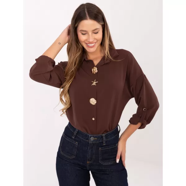  Dámská košile RUE PARIS MI-KS-4192.34 DARK BROWN 