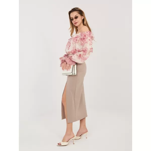  Dámská sukně RUE PARIS IT-SD-FL7393-1.16 DARK BEIGE 