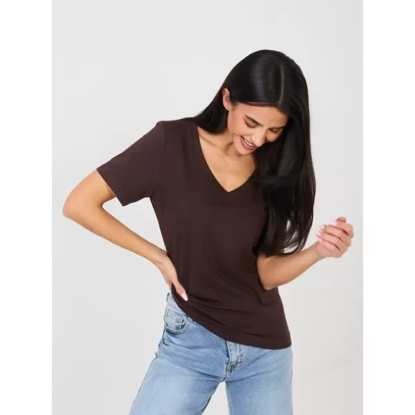  Dámské tričko RUE PARIS RV-TS-A1095.33 DARK BROWN 
