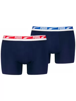 Pánské boxerky PUMA MEN EVERYDAY MULTI LOGO BOXER 2P 93832503 NAVY COMBO