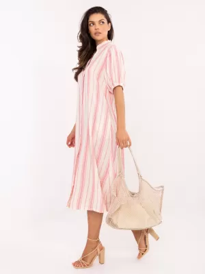Dámské šaty OCH BELLA TW-SK-BI-2451.84 WHITE-PINK