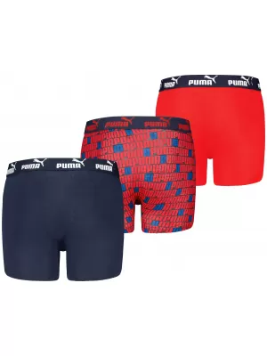 Dětské boxerky PUMA ELEMENTS BOYS PRINTED BOXERS 3P 93896702 NAVY/RED