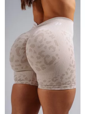 Kompresní push-up šortky s leopardím vzorem NEBBIA PRIMAL 856 CREAM LEOPARD