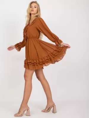 Dámské šaty OCH BELLA TW-SK-BI-0761.92 LIGHT BROWN