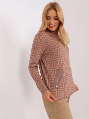Dámský svetr WOOL FASHION ITALIA AT-SW-2341.00P LIGHT BROWN