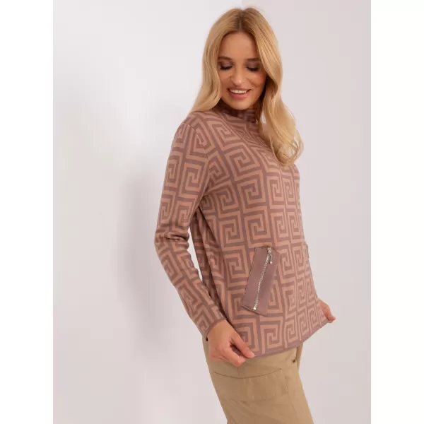  Dámský svetr WOOL FASHION ITALIA AT-SW-2341.00P LIGHT BROWN 
