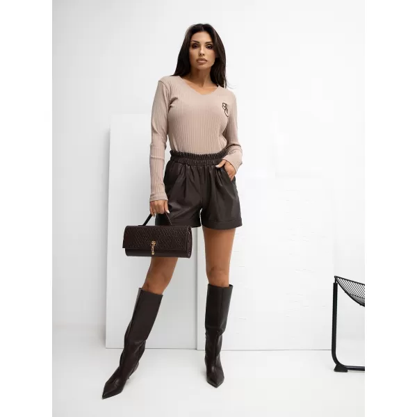  Dámská halenka RUE PARIS RV-BZ-A1057.15P DARK BEIGE 