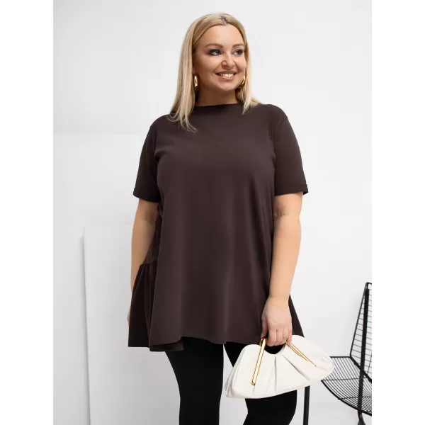  Dámská halenka RELEVANCE RV-BZ-7923-1.34P DARK BROWN 