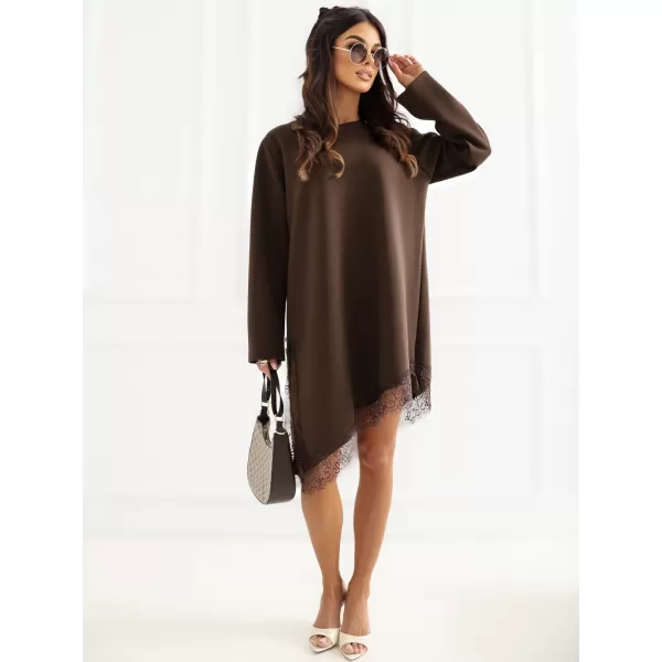  Dámské šaty OCH BELLA TW-SK-BI-24376.31 DARK BROWN 