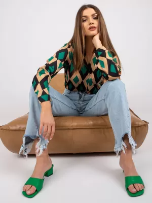 Dámská halenka ITALY MODA DHJ-BZ-15256.53P BLACK AND GREEN