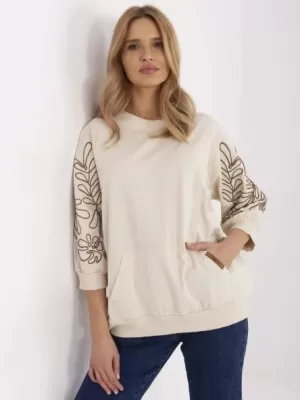 Dámská mikina RUE PARIS RV-BL-A367-1.18P LIGHT BEIGE