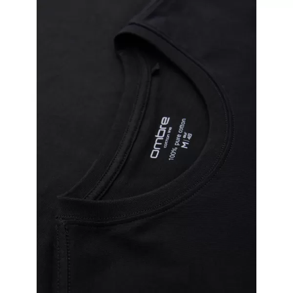  Pánské tričko OMBRE OM-LSBL-0142 BLACK 