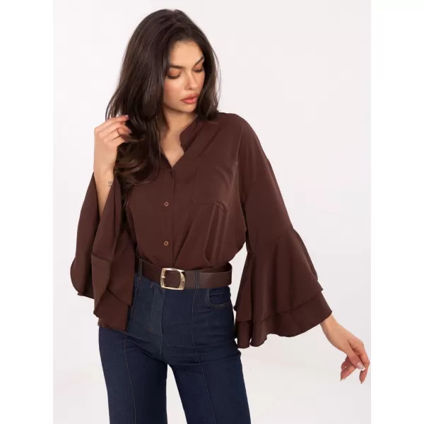  Dámská košile RUE PARIS MI-KS-3173.49 BROWN 
