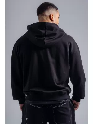 Mikina na zip s vyšívaným logem NEBBIA PRIMAL 884 BLACK