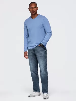 Pánské tričko OMBRE OM-LSBL-0143 LIGHT DENIM