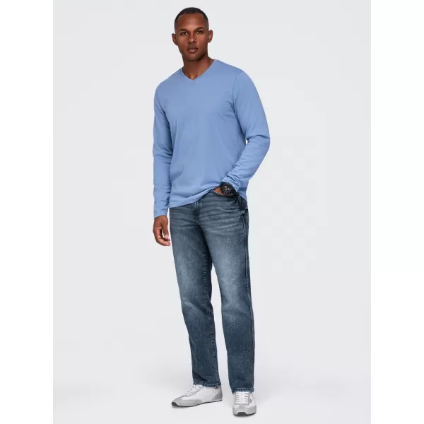  Pánské tričko OMBRE OM-LSBL-0143 LIGHT DENIM 