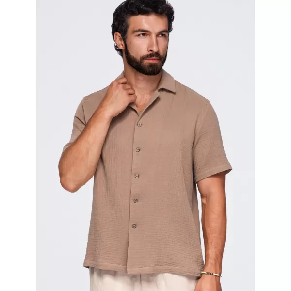  Pánská košile OMBRE OM-SHSS-0223 LIGHT BROWN 