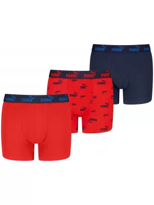 Dětské boxerky PUMA ELEMENTS BOYS LOGO PRINT BOXERS 3P 93896803 RED/NAVY