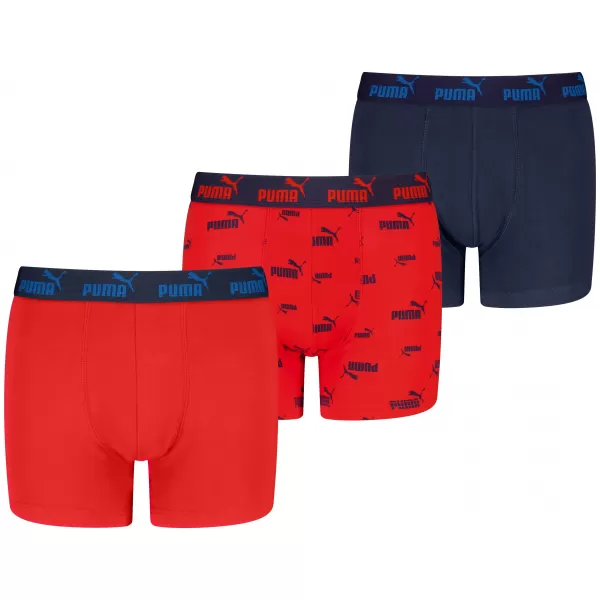  Dětské boxerky PUMA ELEMENTS BOYS LOGO PRINT BOXERS 3P 93896803 RED/NAVY 