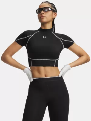 Dámské triko UNDER ARMOUR HEATGEAR ELITE CROP MCK SS 6014710-008 ČERNÁ