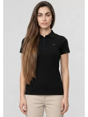 Dámské triko s límečkem 4F 4FWMM00TPTSF0768 DEEP BLACK