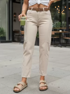 Dámské kalhoty DSTREET BÉŽOVÁ